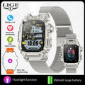 LIGE 2024 Military Smart Watch Men Outdoor Flashlight 650mAh Watches Waterproof 2.01" Wireless Call Smartwatch For Android lOS