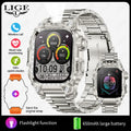 LIGE 2024 Military Smart Watch Men Outdoor Flashlight 650mAh Watches Waterproof 2.01" Wireless Call Smartwatch For Android lOS