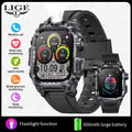 LIGE 2024 Military Smart Watch Men Outdoor Flashlight 650mAh Watches Waterproof 2.01" Wireless Call Smartwatch For Android lOS