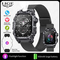 LIGE 2024 Military Smart Watch Men Outdoor Flashlight 650mAh Watches Waterproof 2.01" Wireless Call Smartwatch For Android lOS
