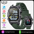 LIGE 2024 Military Smart Watch Men Outdoor Flashlight 650mAh Watches Waterproof 2.01" Wireless Call Smartwatch For Android lOS